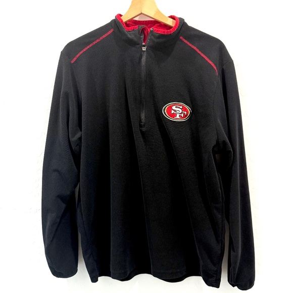 Antigua San Francisco 49ers Black/Red Glacier Quarter-Zip Pullover Jacket - Picture 1 of 3